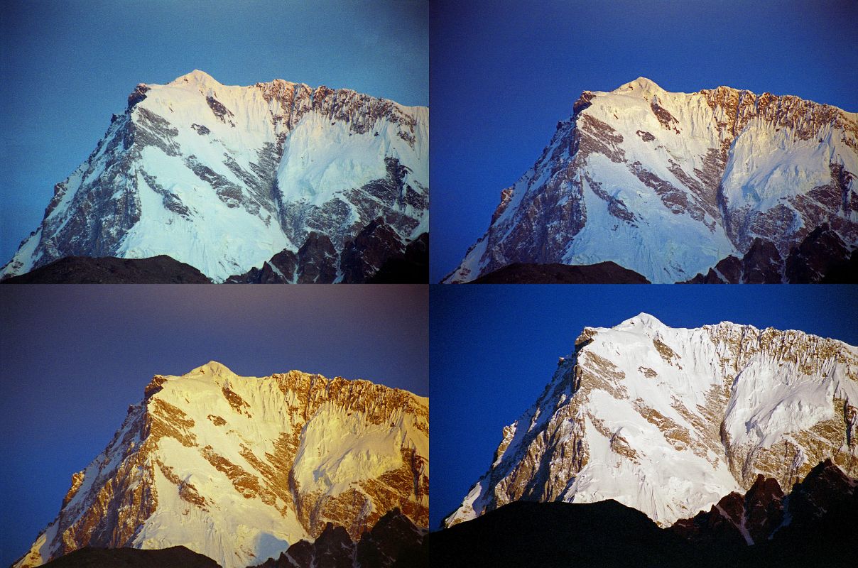 08 Nanga Parbat Rupal And East Faces Close Up From Tarashing At Sunrise The yellow light of sunrise quickly changes to white on the Nanga Parbat Rupal and East Faces from Tarashing.